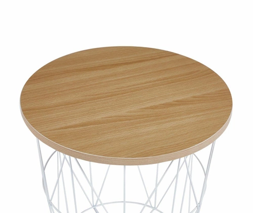 Kulatý konferenční stolek Salvatore 42 cm skandinávský dřevěný bílý do obýváku Intesi