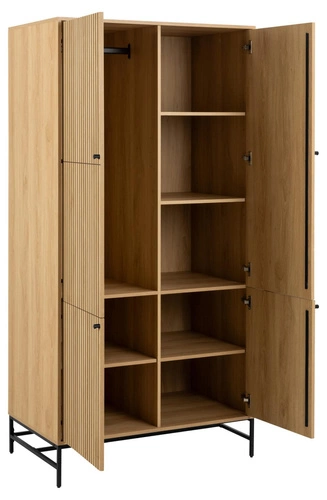 Moderní šatní skříň Albany s drážkovanými dvířky dub přírodní do ložnice nebo šatny