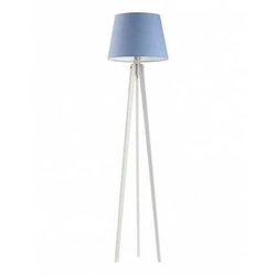 Stojací lampa do obýváku Curacao moderní dřevěná s modrým stínidlem Lysne 158 cm