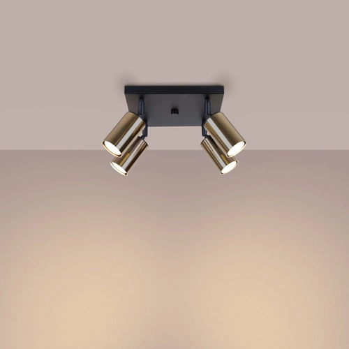 Stropní svítidlo WINX 4 moderní černé zlaté do obýváku a ložnice SOLLUX LIGHTING