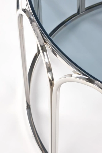 Kulatý skleněný konferenční stolek glamour Viola kouřový chrom 81 cm do obýváku Intesi