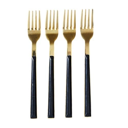 Charlotte Intesi zlaté černé dezertní vidličky sada 4 ks nerezová ocel na dezerty