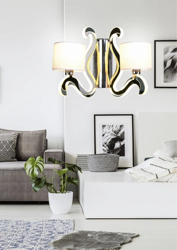 Nástěnné LED svítidlo Ambrosia 1 chrom moderní s látkovým stínidlem do obýváku a ložnice CANDELLUX