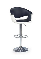 Barová židle Cognac černá a bílá s opěrkou, otočná, výškově nastavitelná, moderní do kuchyně Intesi