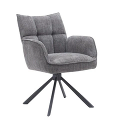 Moderní otočné křeslo Merys do obýváku, grafitové, čalouněné s područkami