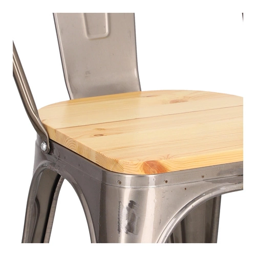 Kovová jídelní židle Paris Wood D2.DESIGN s dřevěným sedákem v industriálním stylu