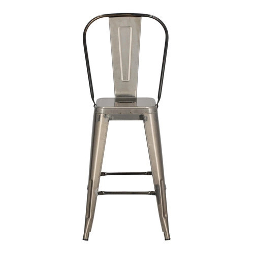 Barová židle Paris Back 66 cm kovová s opěrkou industriální ke kuchyňskému ostrůvku stříbrná D2.DESIGN