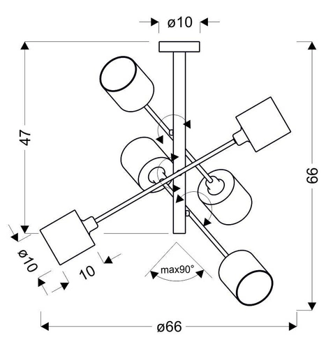 Závěsné svítidlo Sax 6x40W E14 satin