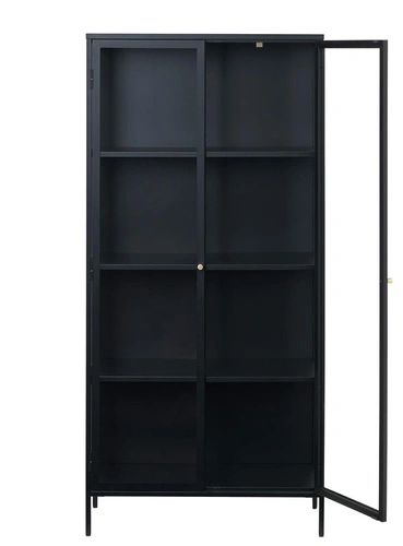 Prosklená loftová vitrína Carmel 190 cm černá do obýváku na alkohol