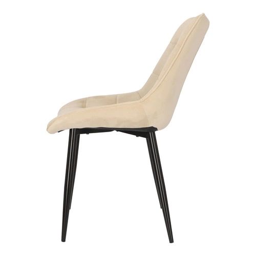 Jídelní židle Poly Intesi čalouněná sametem béžová s černými nohami moderní