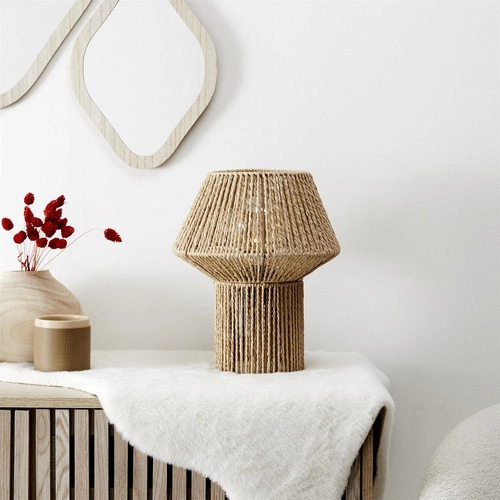 Noční lampička Shade boho Intesi pletená šňůrová přírodní skandinávská 33 cm