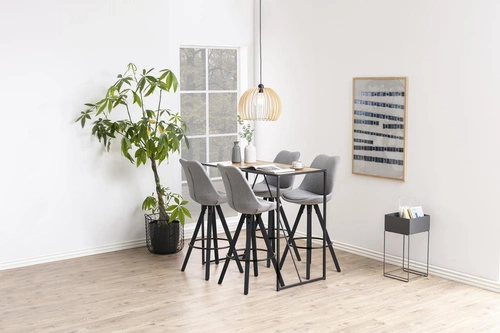 Barový stůl Seaford do kuchyně a jídelny, moderní industriální, černý s dubovou deskou 120 cm