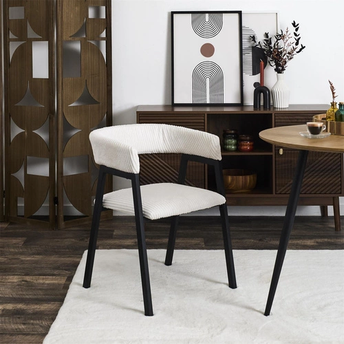 Čalouněná židle Scott Intesi bílý manšestr s područkami do jídelny a obýváku loft