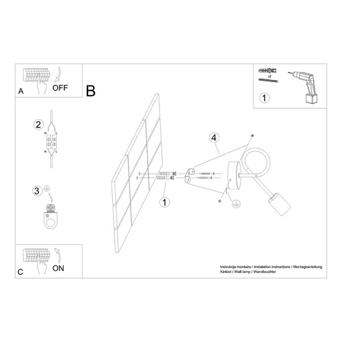 Nástěnné svítidlo LOOP černé loftové ocelové do obýváku a ložnice moderní SOLLUX LIGHTING