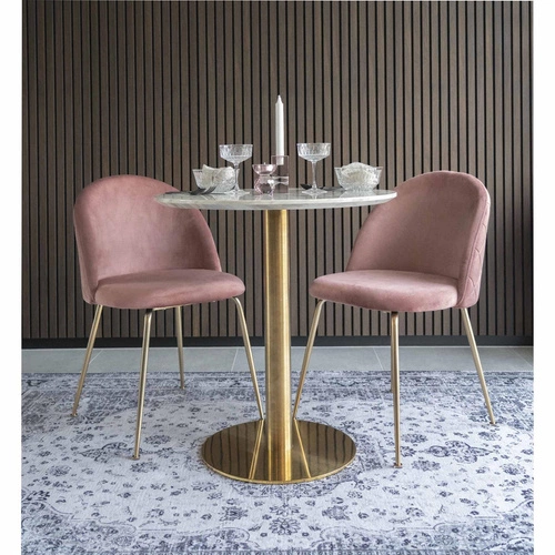 Kulaty stůl Bolzano bílý mramor zlatý moderní glamour do jídelny a obýváku 70 cm