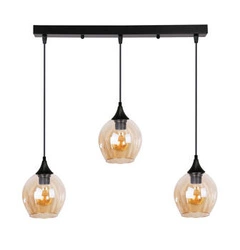 Závěsná lampa Aspa černá 3x40W E27 stínítko hnědé