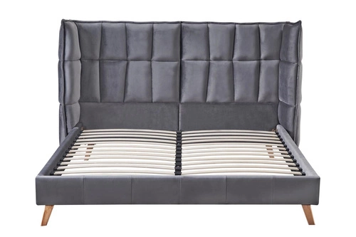 Šedá čalouněná postel Scand 160x200 s čelem, moderní sametová do ložnice