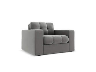 Relaxační křeslo Justin šedý samet s područkami do obýváku moderní glamour