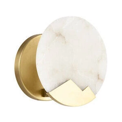 Nástěnné svítidlo MARMO bílý mramor a zlatá mosaz 20 cm moderní do obývacího pokoje