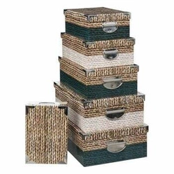 Sada 6 krabic přírodní/zelená