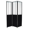 Loftová pokojová paravánová zástěna Atelier, 3dílná skládací, černá s tvrzeným sklem, 170 cm Atmosphera