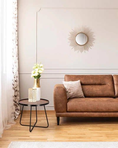 Kulatý konferenční stolek Tamsai 60 cm černý ořech loftový do obýváku odkládací Intesi