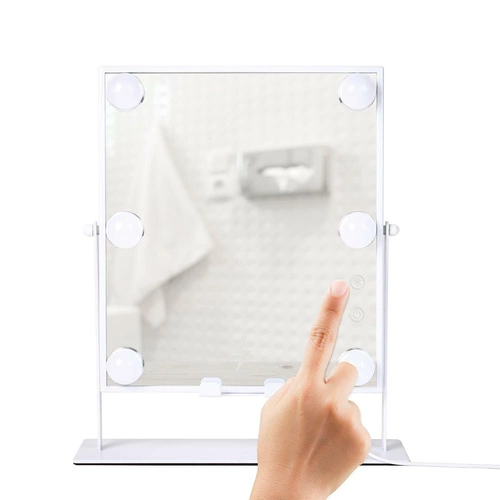 Intesi LED stojací kosmetické zrcadlo s reproduktorem a nabíječkou bílé obdélníkové