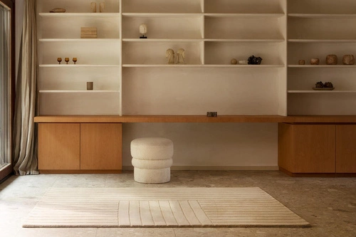 Ručně tkaný moderní vlněný koberec do obýváku Decor Dune Oyster 250x350 cm béžový