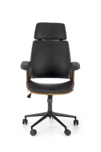 Ergonomická kancelářská židle Berw černá kožená otočná s opěrkou hlavy Intesi do kanceláře