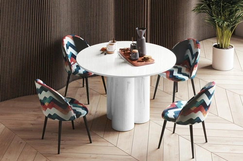 Kulatý jídelní stůl Garner 100 cm bílý lesk moderní