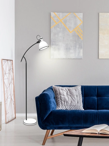 Stojací lampa do obýváku Zumba moderní kovová černo-bílá na čtení 140 cm
