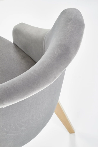 Čalouněná sametová jídelní židle Alain Intesi šedá s područkami dřevěná