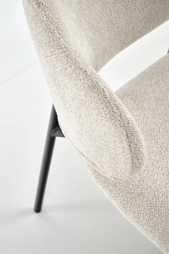 Čalouněná béžová jídelní židle Paupe s černými nohami, moderní do jídelny i obýváku Intesi