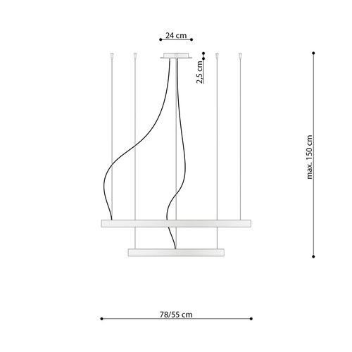 LED lustr RIO 2 bílý moderní do obýváku a jídelny 78 cm hliník Thoro