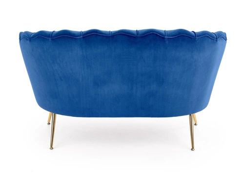 Dvoumístná sametová pohovka Florencja v tmavě modré barvě glamour na zlatých nohách do obýváku Intesi