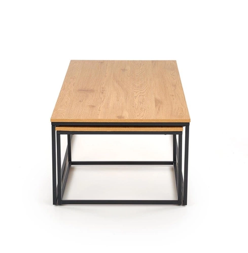 Sada 2v1 loftových konferenčních stolků Moxford dub zlatý a černý do obýváku