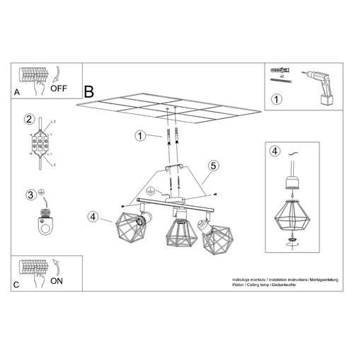 Moderní stropní svítidlo ARTEMIS 3 bílé kovové s nastavitelným stínidlem do obýváku SOLLUX