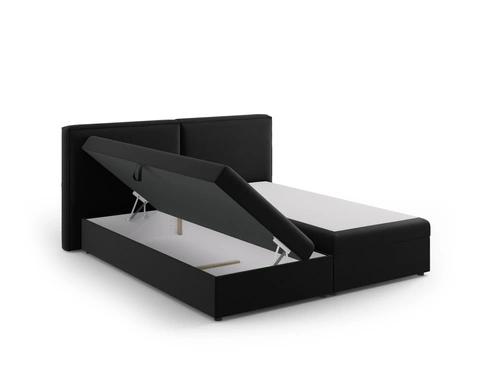 Čalouněná postel do ložnice Jodie sametová černá s úložným prostorem 160x200 glamour