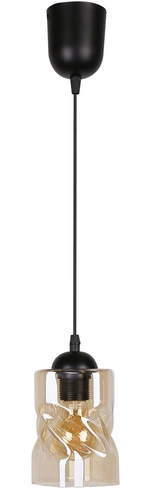 Závěsné svítidlo Felis skleněné černé s jantarovým stínidlem, výškově nastavitelné do obývacího pokoje