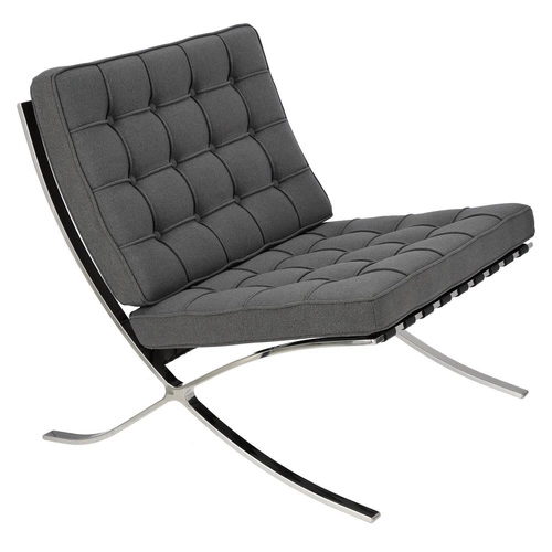 Relaxační křeslo BA1 inspirované Barcelona do obýváku glamour látka antracit chrom