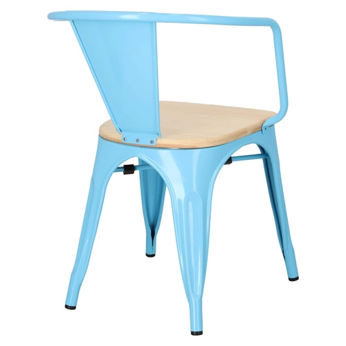 Jídelní židle Paris Arms Wood modrá kovová s područkami D2.DESIGN industriální