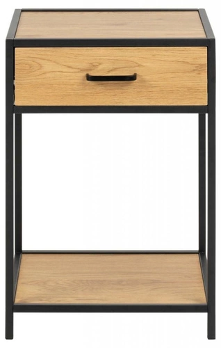 Černý noční stolek se zásuvkou 42 cm Seaford Actona industriální dřevěný do ložnice