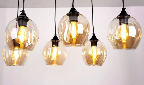 Závěsná lampa Aspa černá 6x40W E27 stínidlo hnědé barvy