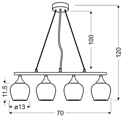 Sirius 4x60W E27 chromovaná 3d závěsná lampa