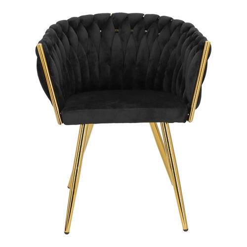 Jídelní židle Tessa Intesi čalouněná samet černá glamour s područkami zlaté nohy