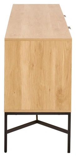 Komoda Jaipur moderní drážkovaná bělený dub/černá 180 cm do obývacího pokoje