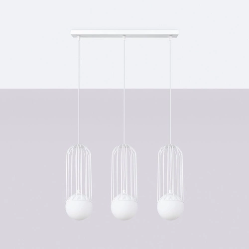 BRINA 3L moderní bílý závěsný lustr do obýváku a jídelny trojitý SOLLUX
