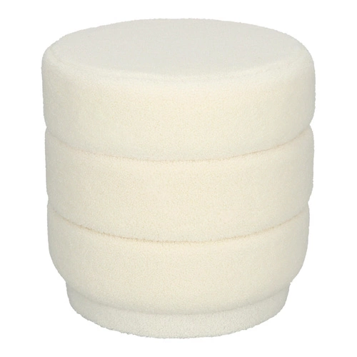 Moderní bílý kulatý taburet Sinan čalouněný do obýváku a předsíně Atmosphera 40 cm