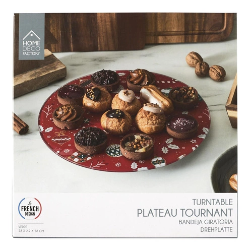Červený otočný podnos na dort 28 cm