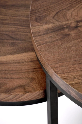 Sada 2 kulatých konferenčních stolků Tabarka ořech loft do obýváku Intesi